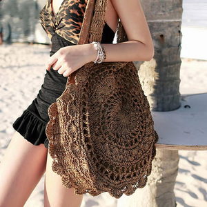 Handmade Knitted Straw Beach Bags